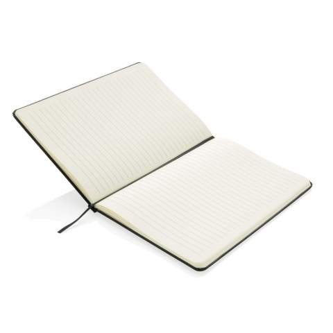 A5 hardcover gelinieerd notitieboek met elastieken band sluiting en bladwijzer. 144 pagina’s van 70g/m2.<br /><br />NotebookFormat: A5<br />NumberOfPages: 144<br />PaperRulingLayout: Gelinieerde pagina's