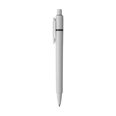 Blauschreibender Kugelschreiber der Marke Stilolinea®. Mit Farbakzenten. Eine Kombination aus matter und glänzender Fertigung. Made in Italy.