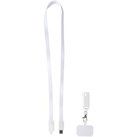De Franz smartphone-lanyard van gerecycled plastic is een handig accessoire met een ingebouwde 65 W 5-in-1 oplaadkabel, met Type-C- en USB-A-ingangen en Type-C-, Lightning- en microUSB-uitgang. Deze kabel is krachtig genoeg om de meeste laptops, tablets en smartphones snel op te laden. Compatibel met zowel CarPlay als Android Auto, dus perfect voor op reis, op het werk of voor dagelijks gebruik.