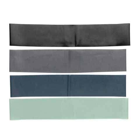 Begin met trainen en blijf fit en gezond met deze hoogwaardige weerstandsbanden. De set bestaat uit 4 gekleurde banden. De kleuren geven de weerstand van licht naar donker (zware weerstand) aan. Gemaakt van sterk TPE en wordt geleverd met een zwarte etui. Inclusief handleiding met een aantal oefeningen zodat je direct aan de slag kunt!