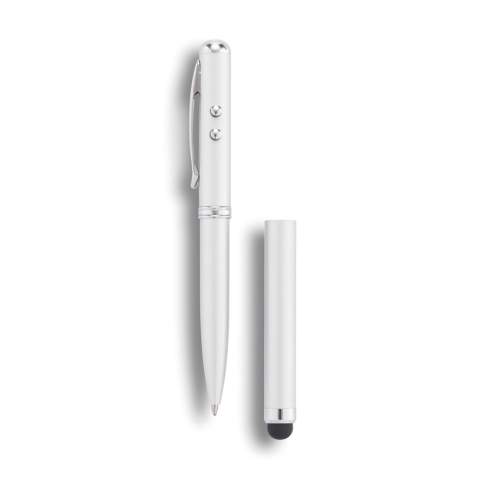 Stylo en laiton avec fonction stylet, pointeur laser et torche. Le tout en 1 pour vous assister dans toute présentation.