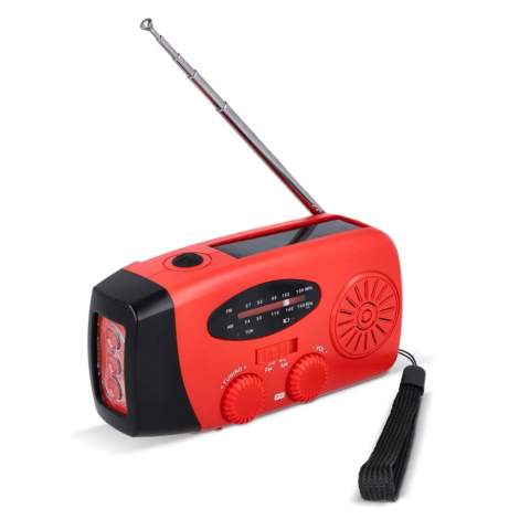 The SafeSound Emergency Radio is a compact, portable all-in-one device: radio, flashlight, and power bank. It charges via solar power, hand crank, or the included USB-C cable. Listen to AM and FM stations, recharge your phone with 1800 mAh capacity, or rely on the built-in flashlight. With 15 hours of battery life, it's the perfect companion for emergencies or travel.

