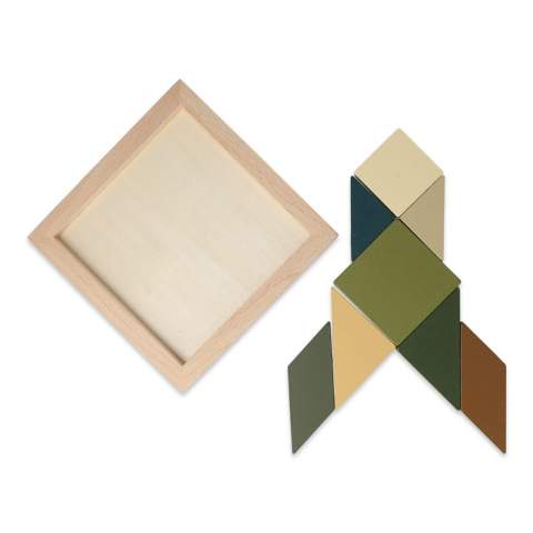 Découvrez le puzzle Tangram en bois polyvalent InSideOut ! Ce classique offre un plaisir infini grâce à ses sept pièces géométriques que vous pouvez utiliser pour créer toutes sortes de formes et de motifs. Le manuel inclus présente des figures que vous pouvez également recréer pour un défi supplémentaire. Idéal pour stimuler la perception de l'espace et la capacité à résoudre des problèmes, ce jeu convient aux jeunes et aux moins jeunes. Pour une touche personnelle, l'une des pièces peut être imprimée avec un logo. Un cadeau original ou une décoration élégante pour votre maison ou votre bureau !
