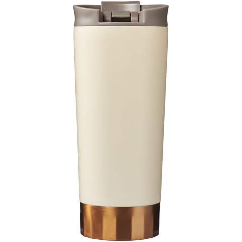 This durable tumbler is ideal for travel, fitting in most cup holders. The lid is leak proof with an easy flip-open seal design. The tumbler is stainless steel double-wall vacuum construction with copper insulation which means it will keep drinks hot for 8 hours and cold for 24 hours. The construction also prevents condensation on the outside of the tumbler. Volume capacity is 500 ml. Presented in an Avenue gift box.