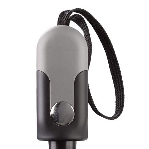 Parapluie pliable de luxe avec un look professionnel. La poignée de forme ergonomique comporte un mécanisme pour ouvrir et fermer le parapluie automatiquement. La structure est en partie en fibre de verre, ce qui confère au parapluie une résistance supplémentaire.