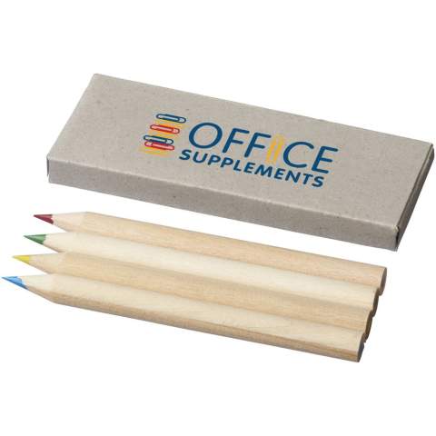 4 coloured pencils inside a paper box. Decoration not available on components.