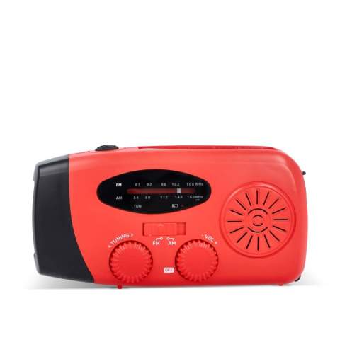 The SafeSound Emergency Radio is a compact, portable all-in-one device: radio, flashlight, and power bank. It charges via solar power, hand crank, or the included USB-C cable. Listen to AM and FM stations, recharge your phone with 1800 mAh capacity, or rely on the built-in flashlight. With 15 hours of battery life, it's the perfect companion for emergencies or travel.

