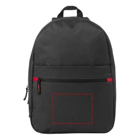 The Vancouver backpack is a simple backpack with many options for printing a logo or other corporate message. The bag is made of 600D polyester, a strong material suitable for high quality backpacks. The bag has a zippered main compartment for the large items, while the zippered front pocket is useful for the smaller items. Thanks to the adjustable padded shoulder straps, this backpack fits every adult or child. Next to this, the Vancouver backpack is easy to carry via the top carry handle.