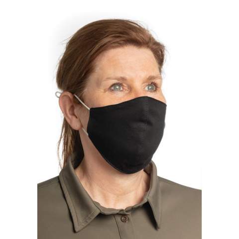 This 320 g/m2 (2 layers 160g/m2) cotton community/barrier mask is made to fit every face. Wearing this mask avoids your hand touching your mouth and nose. It also reduces the spread of saliva while talking, sneezing or coughing. Flat fold mask designed for durability and comfort. With comfortable & adjustable ear loops for ease putting it on and taking it off. Machine washable at 60 degrees. With insert for filter. Including manual. This device is not a medical device in the sense of Regulation EU/2017/745 ( surgical masks) nor is it personal protective equipment in the sense of Regulation EU/2016/425 (filtering masks type FFP2)