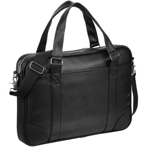 Make a sound investment with the Oxford professional collection. Standard features include a zipped main compartment that fits most 15.6” laptops, folders, books, and files. Interior organizational pockets for your iPad, Surface, or other tablet device and additional business essentials, as well as a front hook & loop closure pocket for extra storage. Detachable, adjustable shoulder strap, carrying handles, and trolley sleeve for ease of travel. Antique bronze hardware.