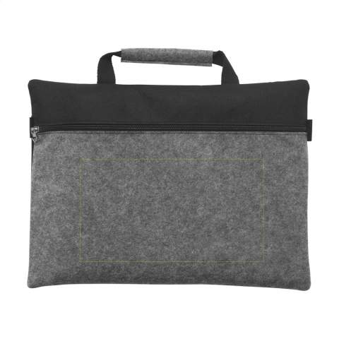 WoW! Large document bag made from RPET felt (made from recycled PET bottles) in an elegant combination of grey and black. With zipper and reinforced handle.