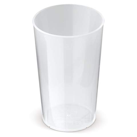 Reusable cups are indispensable in our society. The environmentally friendly alternative to the disposable cups. Can be used at festivals, concerts, sporting events or private parties. These strong, unbreakable Toppoint design cups are stackable and made of plastics complying with the strictest food safety regulations. Completely taste and smell neutral. 100% recyclable.