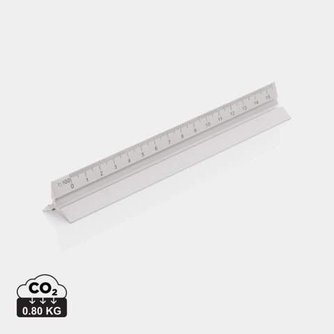Aluminum ruler with 5 different scales (1:20;1:25;1:50;1:75;1:100) 15 cm. Perfect to bring along in your pocket.<br /><br />PVC free: true