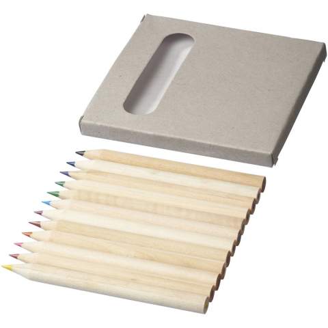 12 crayons de couleurs dans une pochette cartonnée. Marquage non disponible sur les composants.