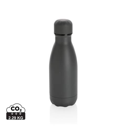 Elevate your daily water intake with this solid colour vacuum insulated stainless steel bottle. The bottle keeps chilled beverages cold for up to 15 hours and hot drinks warm for up to 5 hours. With a base that fits in most cup holders, this sleek looking water bottle will keep you hydrated on the go wherever you are. With its capacity of 260ml, it's ideal for kids or to pop into your bag.<br /><br />HoursHot: 5<br />HoursCold: 15