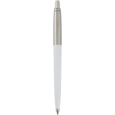 The Parker Jotter Recycled ballpoint pen offers sustainability, style, and performance at an affordable price. Its scratch-free recycled plastic body combines elegance with durability. Including Parker Quinkflow® refill for a smooth writing experience lasting 3500-5500 metres. The trim ring made from recycled stainless steel enhances its eco-friendly appeal. The Jotter Recycled Ballpoint Pen is ideal for budget-conscious, eco-conscious individuals who seek a stylish and sustainable writing instrument. Black ink.