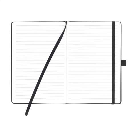 WoW! This eco-friendly, A5-sized notebook is made from tree-free paper with approximately 64 sheets/128 pages of (170 gsm) cream-coloured lined paper. The paper is made from natural stone: 80% calcium carbonate and 20% resin (HDPE) to bind the stone. The cover is also made from 950 grams of stone paper with a Thermo PU finish. This booklet features a handy pen loop, elastic closure and reading ribbon.  Stone paper is a sustainable alternative to ordinary paper because far fewer resources are used in production: no trees, no water, no bleach and no chemicals. What makes this product special: in addition to the beautiful smooth paper, it can also be infinitely recycled, providing extra sustainable writing pleasure! The paper is anti-bacterial, waterproof, and tear and stain-resistant.
