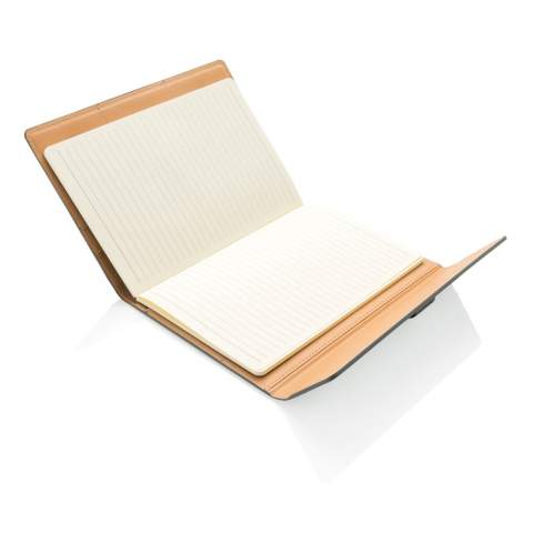 A5 omslag met magnetische sluiting en pennenlus. Binnen in 3 vakjes voor business cards en 1 groot vak. A5 notitieboek met 128 pagina’s van 80 g/m2.<br /><br />NotebookFormat: A5<br />NumberOfPages: 128<br />PaperRulingLayout: Gelinieerde pagina's