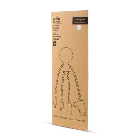 Mr. Bio ist ein Multiladekabel mit einem dualen USB- und USB-C-Eingang und drei verschiedenen Anschlüssen zum umweltfreundlichen Laden Ihrer Geräte! Mr. Bio ist aus recyceltem Kunststoff und DuPont Tyvek-Kabeln hergestellt. Der Gesamtanteil an recyceltem Material beträgt 61 %, bezogen auf das Gewicht des Artikels. Das Kabel ist in einem nachhaltigen, FSC-zertifizierten Papierumschlag verpackt. Die Produkte von Xoopar können in Frankreich und Spanien nicht verkauft werden.