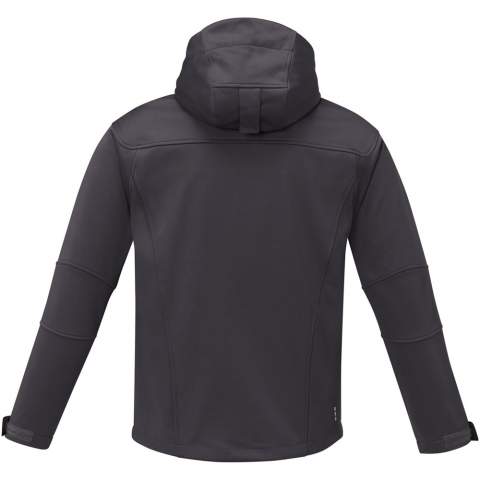 3000 mm waterproof and 3000 g/m² breathable. Three layer bonded: Jersey, TPU, fleece. Dropped back hem. Elastic drawstring with adjustable cord lock. Adjustable cuffs with hook and loop closure. Front pockets with zippers. Sleeve pocket with zipper. Centre front contrast reversed coil zipper. Heat transfer main label for tagless comfort.