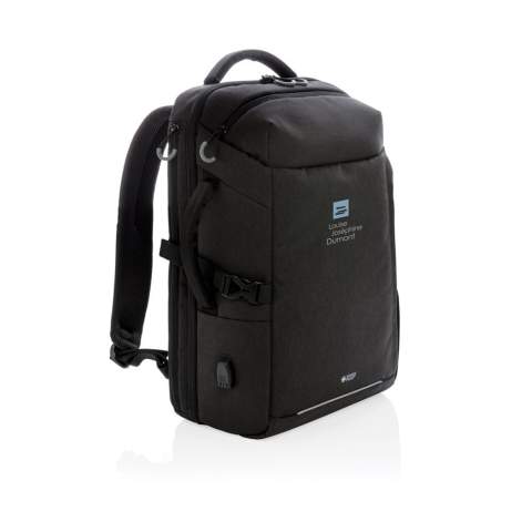 Deze handige reisrugzak is bedoeld voor korte weekendtrips. Het is ontworpen met een gewatteerd 17-inch laptopvak om uw laptop optimaal te beschermen. Deze tasheeft de capaciteit van een trolley zonder het gewicht van de wielen en het handvat, en het gebruik van een rugzak maakt u mobieler, handsfree en vereenvoudigt uw reiservaring. Laat uw wielen thuis en reis gemakkelijk. Inclusief trolleyriem, zijvak voor waterfles en USB A-uitgang. Vak met snelle toegang aan de bovenkant, voorvak met ritssluiting en RFID-beschermde vakken. Met AWARE™-tracer die het echte gebruik van gerecyclede materialen valideert. Elke tas heeft 35,5 0,5L PET-flessen hergebruikt. 2% van de opbrengst van elk verkocht Impact-product wordt gedoneerd aan Water.org.<br /><br />FitsLaptopTabletSizeInches: 17.0<br />PVC free: true