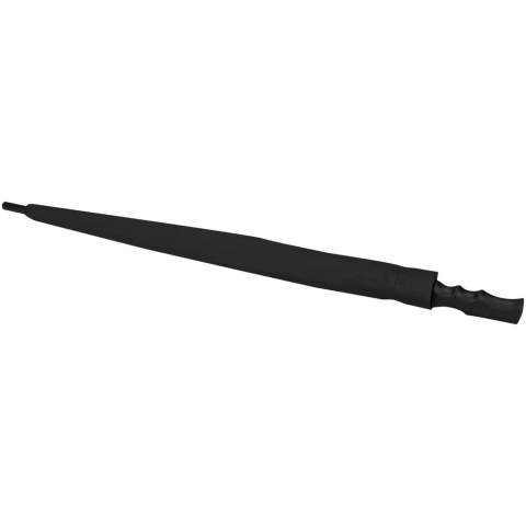 Automatic opening 23" storm umbrella. Pongee canopy and matching pouch, colour pop fibreglass shaft and fibreglass ribs. Colour matching stitching on umbrella closure strap. Windproof system. Exclusive design.