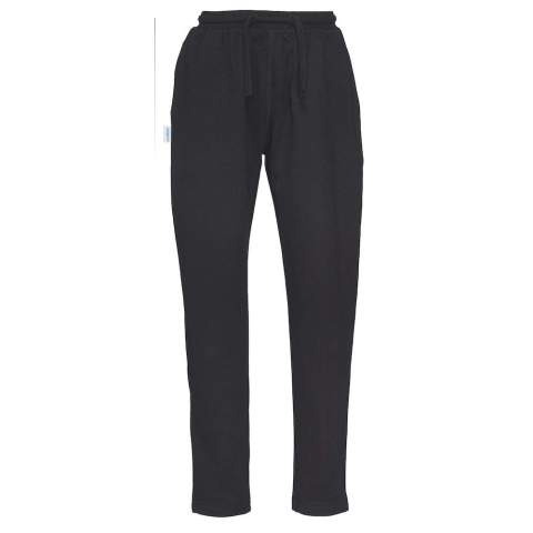 Joggingbroek voor kinderen met decoratieve flatlock naden. Trekkoord in de taille en twee zijzakken.