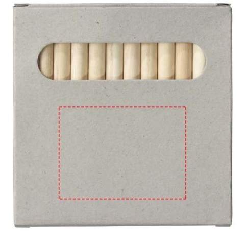 12 crayons de couleurs dans une pochette cartonnée. Marquage non disponible sur les composants.