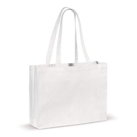 Klassische Baumwoll-Umhängetasche mit Bodenfalte in starker Baumwollqualität, ideal für Werbeaktionen und den täglichen Gebrauch. Diese OEKO-TEX® zertifizierte Tasche ist eine nachhaltige Wahl.
