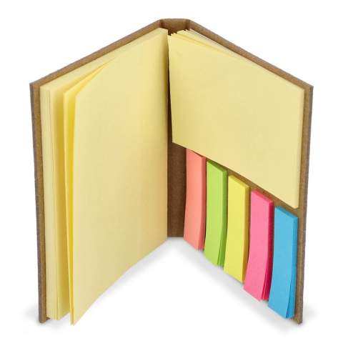 Ce livret durable, fabriqué à partir de papier artisanal, comprend trois formats de notes autocollantes : 50 feuilles de 100 x 75 mm, 25 feuilles de 75 x 50 mm et 125 feuilles de 45 x 12 mm (25 feuilles de chaque en cinq couleurs). Il s'agit d'un outil essentiel pour organiser les notes et les rappels.