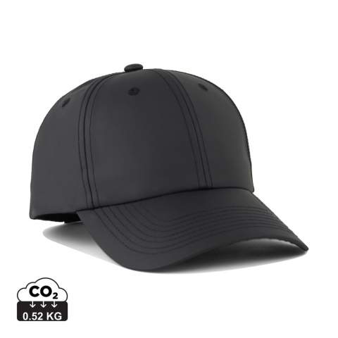 Casual cap in a clean design. Perfect for leisurely days or relaxed business engagements. This 6-panel cap features a curved brim and a versatile adjustable buckle closure. The maximum size of 63cm in circumference allows this simple and comfortable cap to offer the perfect fit for most head sizes. The cap is made from recycled PET with the AWARE™ tracer, validating the genuine use of recycled materials. 2% of the proceeds of each product sold will be donated to Water.org.