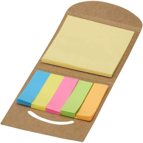 Das Freijo ist ein praktisches Heft mit 125 kleinen Haftnotizen (5 × 1,5 cm) in 5 Farben sowie 25 großen gelben Haftnotizen (7,5 × 7,5 cm).