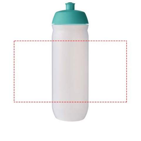Single-walled sport bottle with a screw-fix pull-up lid. Made from flexible MDPE plastic, this squeezy bottle is perfect for sporting environments. Volume capacity is 750 ml. Made in the UK. BPA-free.
