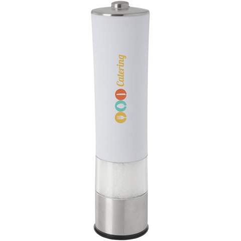 Eten op smaak brengen was nog nooit zo eenvoudig als met deze elektrische molen voor zout of peper. Werkt op 4 AA-batterijen (niet inbegrepen). Peper of zout is niet inbegrepen. 