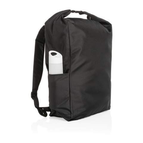 No greenwashing, but telling a true story about sustainability! This Impact 300D RPET rolltop backpack is made with AWARE™ tracer. With AWARE™, the use of genuine recycled fabric materials and water reduction impact claims are guaranteed, by using the AWARE disruptive physical tracer and blockchain technology. Save water and use genuine recycled fabrics. With the focus on water 2% of proceeds of each Impact product sold will be donated to Water.org. Keep it simple and stylish with this rolltop backpack. A perfect size for all your essentials. This backpack has reused 11,6 500ml PETbottles. Water savings are based on figures when compared to conventional fibre. This calculated indication is based on reliable LCA data as published by Textile Exchange in their Material Snapshots 2016.<br /><br />PVC free: true