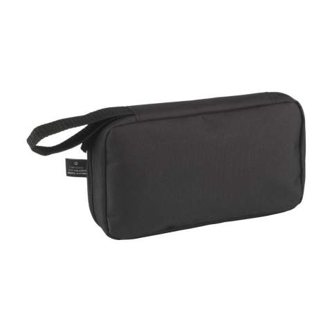 WoW! Pouch for organised and clear storage of cables, chargers and technical accessories. Made from 600D RPET polyester. The inside offers ample storage space, divided into several (mesh) compartments. With zip closure, an extra zip pocket on the exterior and a practical carrying loop. Ideal for travelling, but also handy at home or in the office. GRS-certified. Total recycled material: 88%.