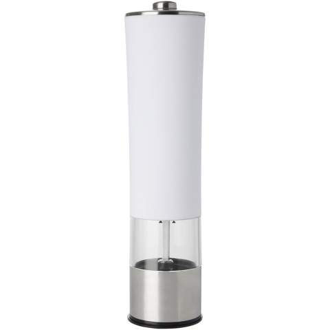 Eten op smaak brengen was nog nooit zo eenvoudig als met deze elektrische molen voor zout of peper. Werkt op 4 AA-batterijen (niet inbegrepen). Peper of zout is niet inbegrepen. 