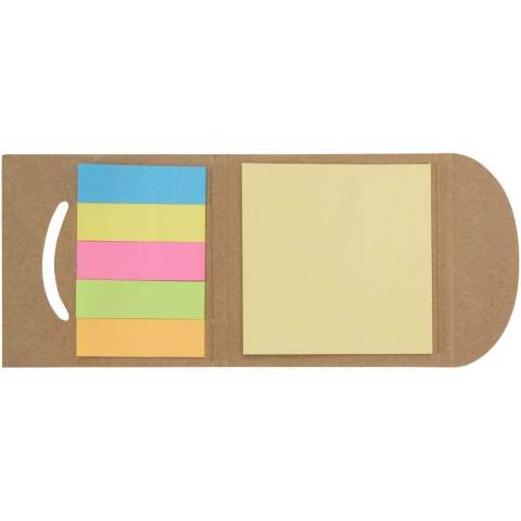 Das Freijo ist ein praktisches Heft mit 125 kleinen Haftnotizen (5 × 1,5 cm) in 5 Farben sowie 25 großen gelben Haftnotizen (7,5 × 7,5 cm).