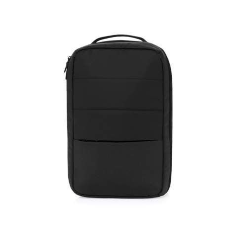 Der Armond Aware™ RPET Free-On-Board Travel Pack wurde für speziell für kurze Geschäftsreisen entwickelt. Dieser Rucksack aus rPET mit wasserabweisender PU-Beschichtung und AWARE-Technologie verfügt über ein gepolstertes 15"-Laptopfach. Der mit rPET gefütterte Innenraum sorgt für Ordnung, während die verstellbaren Schultergurte und der robuste Tragegriff mit Gurtband an der Oberseite für Komfort und Bequemlichkeit sorgen. Mit einer Reißverschlusstasche auf der Vorderseite und einem weiteren Fach mit elastischem Gurt ist dieser Rucksack perfekt für Geschäfts- oder Wochenendreisen. Dank seiner kompakten Größe passt er unter jeden Sitz der meisten Billigfluglinien, so dass Sie sich keine Gedanken über zusätzliche Gepäckgebühren machen müssen. Hergestellt aus recyceltem Polyester, das mit dem AWARE™-Tracer versehen ist. 2% des Erlöses aus jedem verkauften Produkt mit AWARE™ werden an Water.org gespendet. PVC-frei.<br /><br />FitsLaptopTabletSizeInches: 15.0<br />PVC free: true