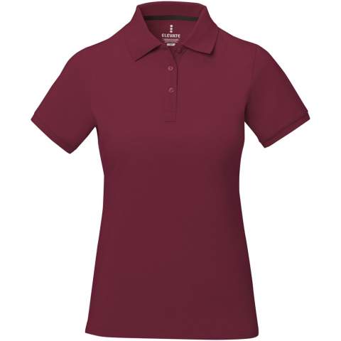 The Calgary short sleeve women's polo is a classic essential that combines style and comfort effortlessly. Made from a 200 g/m² pique knit fabric with a pre-shrunk finish, it ensures a perfect fit that lasts and therefore is suitable for different actitvities and events. The flat knit rib cuffs add sophistication and the polo is designed with a fitted shape for a feminine look. Side slits with satin tape finishing and forward shoulder seam with chain stitching added for flexibility and comfort. Available in a range of vibrant colours.