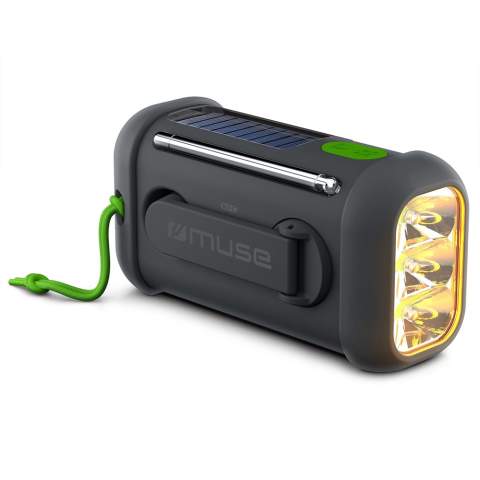 De draagbare radio/speaker kan op 3 manieren worden opgeladen: op zonne-energie, zelfopwindend of met de meegeleverde USB-kabel. Met de radio kun je zowel AM als FM radiozenders ontvangen. Gebruik de radio eenvoudig als powerbank dankzij de meegeleverde usb C kabel. Met een capaciteit van 1000 mAh is je telefoon in een mum van tijd weer opgeladen!  Handig is de ingebouwde zaklamp, als het donker begint te worden en je nog onderweg bent of als je iets bent kwijtgeraakt. De unit heeft een IP64 codering en is daardoor stof- en spatwaterdicht. Je kunt hem dus in alle weersomstandigheden gebruiken. Ook is de radio niet groter dan een Smartphone en neem je hem gemakkelijk overal mee naartoe. Een handig apparaat voor als je gaat kamperen, wandelen, als je op reis gaat, maar ook voor echte noodgevallen!