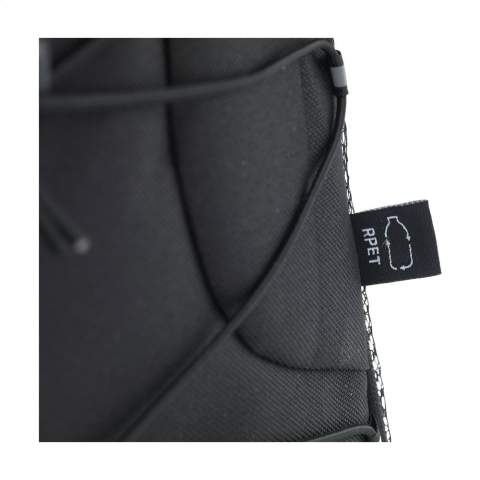 WoW! Backpack made from sturdy 600D RPET with 2 zip pockets. The spacious main compartment has foam protection pockets, one of which can accommodate a laptop with a screen size of up to 15.6 inches. The other compartment is ideal for storing smaller accessories, documents or a notebook. On the side of the backpack, you will find a mesh pocket for holding a drinking bottle and on the front of the bag is handy elastic that can be used to store a jacket, sweater or similar item of clothing. The carrying loop, adjustable shoulder straps and rear of the backpack have padded foam for extra comfort. Fully lined, this backpack is finished on the front with fluorescent accents, a great safety feature when travelling in darker conditions. GRS-certified. Total recycled material: 97%. Capacity approx. 20 litres.