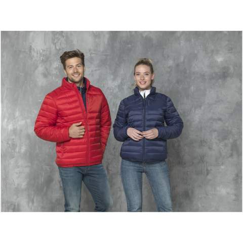 The Athenas men's insulated jacket – a perfect blend of style and functionality. Stay protected from cold and wind with the inner stormflap featuring a chinguard. The jacket's chest pocket with zipper closure provides a secure space for your essentials. The elasticated binding adds a stylish touch while ensuring a secure fit. Made of 38 g/m² of dull cire 380T nylon woven fabric, the jacket offers a sleek and durable exterior. The padding and filling consist of fake down insulation made of polyester, providing lightweight warmth without compromising on comfort. 
