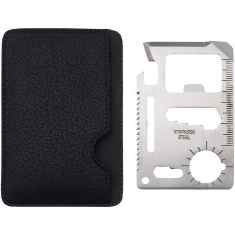 15 functions in 1 tool card with imitation leather pouch.