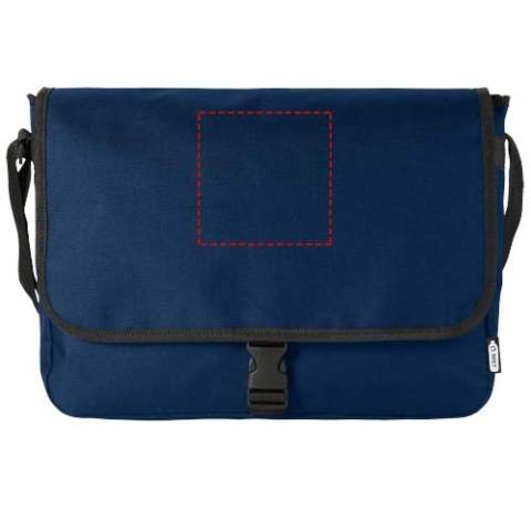 Shoulder bag made of recycled PET plastic with an adjustable shoulder strap. Features a main compartment that closes with a flap and a buckle closure.