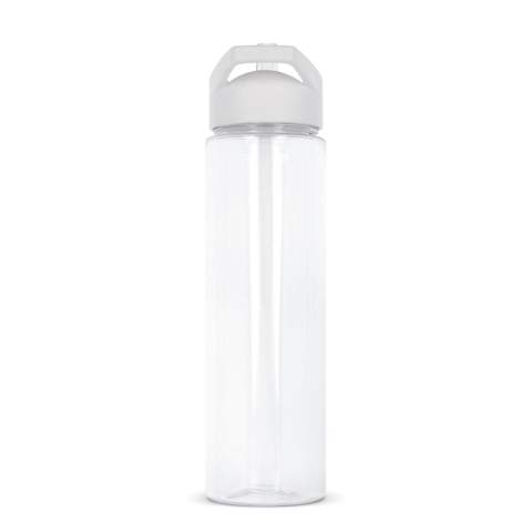 Avery", unsere innovative R-PET-Trinkflasche mit faltbarem Strohhalm, der clever im Deckel untergebracht ist. 