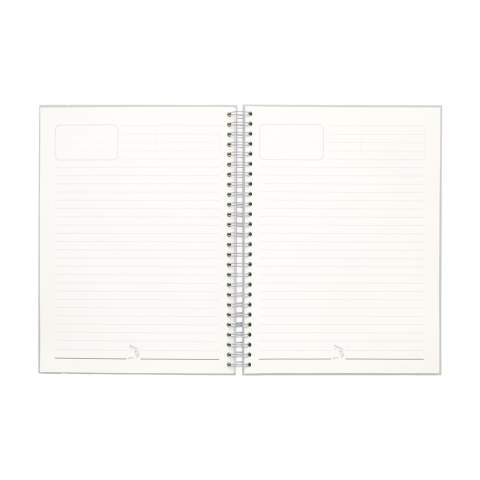 WoW! DNotebook in A5 format. With ca. 100 sheets/200 pages of lined paper (80 g/m²), a strong wire-o binding and elastic closure. The hardcover consists of 15% agricultural and organic waste such as tomatoes, peppers, plants and onions. This waste is mixed with recycled paper from Europe. A handy notebook for taking notes and writing down ideas.