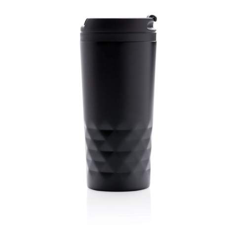 Trendy roestvrijstalen mok met geometrisch patroon. PP binnenzijde. Met de hand afwasbaar. Inhoud 300ml.<br /><br />HoursHot: 3<br />HoursCold: 6