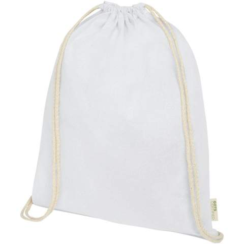Sac à cordon durable avec un grand compartiment principal et une fermeture à cordon en coton pour garder tous les effets personnels en sécurité. Ce sac fourre-tout est fabriqué en Inde avec du coton biologique de 140 g/m² certifié OEKO-Tex. Avec une résistance jusqu'à un poids de 5 kg, ce sac est conçu pour durer et convient à un usage quotidien.