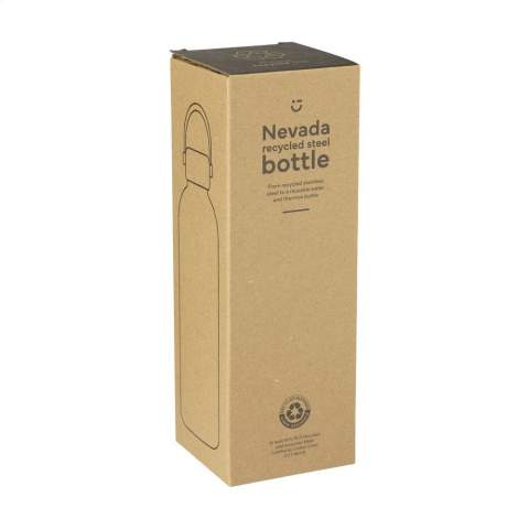 Double-walled water bottle/thermos bottle made from recycled stainless steel. Vacuum-insulated and leak proof. Finished with a matte, scratch-resistant powder coating. Suitable for keeping cold or hot drinks at temperature. RCS-certified. Total recycled material: 92%. Capacity 500 ml.     Stainless steel can be recycled many times whilst retaining the quality of the material. By using recycled stainless steel, fewer new raw materials are needed. This means less energy consumption and less use of water. Each item is supplied in an individual brown cardboard box.